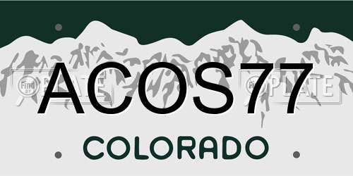 ACOS77 Colorado License Plate
