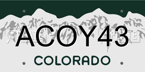 ACOY43 Colorado License Plate