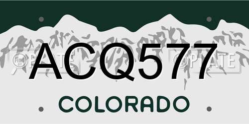 ACQ577 Colorado License Plate