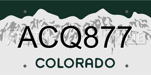 ACQ877 Colorado License Plate