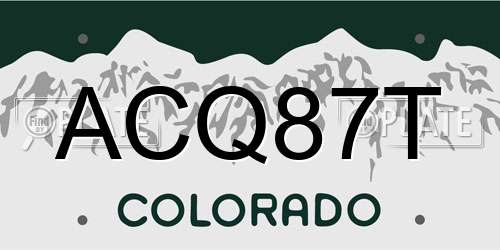 ACQ87T Colorado License Plate