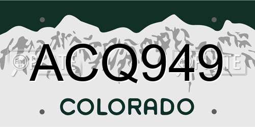 ACQ949 Colorado License Plate