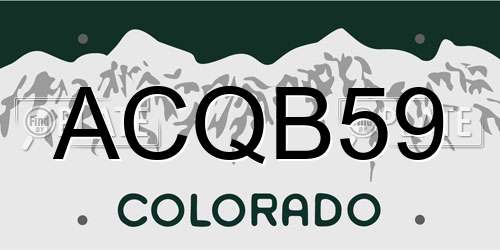 ACQB59 Colorado License Plate