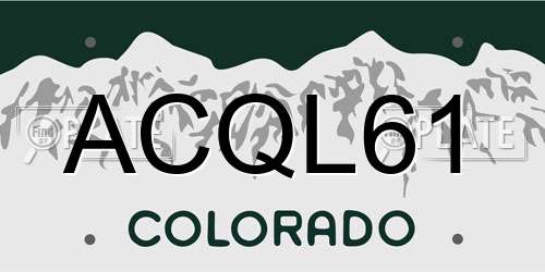 ACQL61 Colorado License Plate