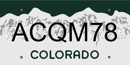 ACQM78 Colorado License Plate