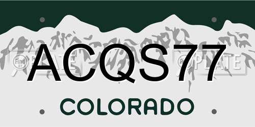 ACQS77 Colorado License Plate