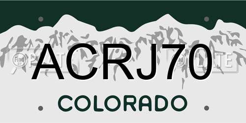 ACRJ70 Colorado License Plate