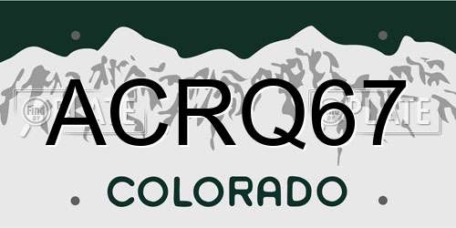 ACRQ67 Colorado License Plate