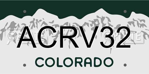 ACRV32 Colorado License Plate