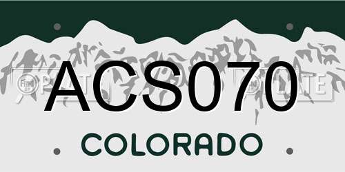 ACS070 Colorado License Plate