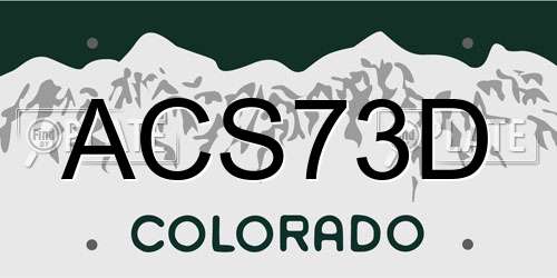 ACS73D Colorado License Plate