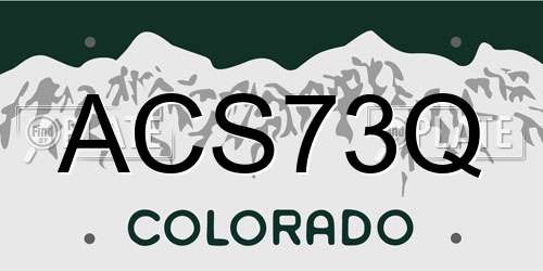 ACS73Q Colorado License Plate