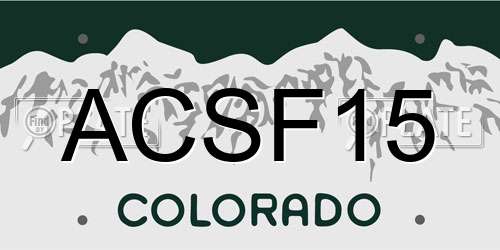 ACSF15 Colorado License Plate