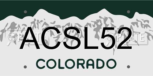 ACSL52 Colorado License Plate