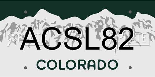 ACSL82 Colorado License Plate