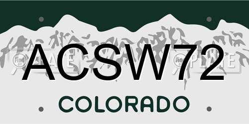 ACSW72 Colorado License Plate