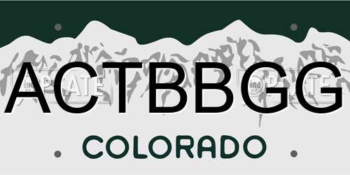 ACTBBGG Colorado License Plate