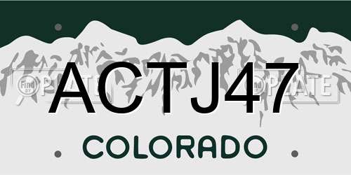 ACTJ47 Colorado License Plate