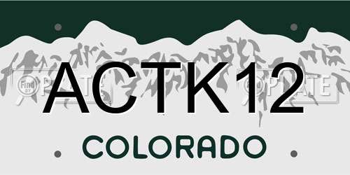 ACTK12 Colorado License Plate