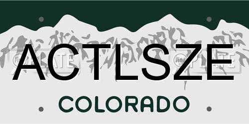ACTLSZE Colorado License Plate