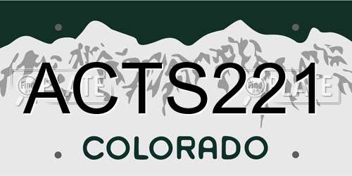 ACTS221 Colorado License Plate