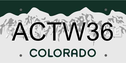 ACTW36 Colorado License Plate