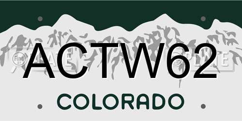 ACTW62 Colorado License Plate