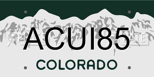 ACUI85 Colorado License Plate