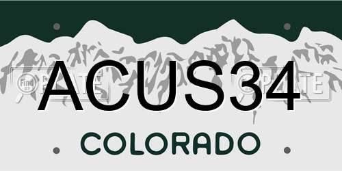 ACUS34 Colorado License Plate