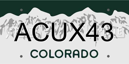 ACUX43 Colorado License Plate