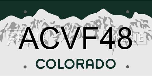 ACVF48 Colorado License Plate