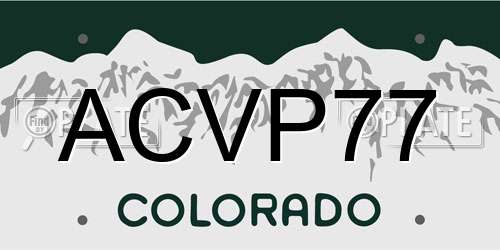 ACVP77 Colorado License Plate