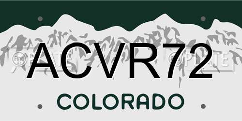 ACVR72 Colorado License Plate