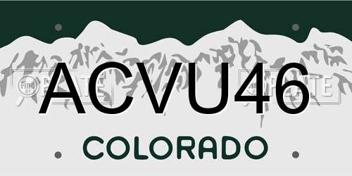 ACVU46 Colorado License Plate