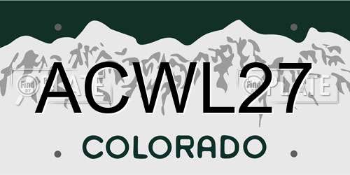 ACWL27 Colorado License Plate