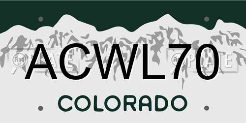 ACWL70 Colorado License Plate