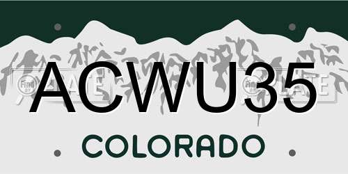 ACWU35 Colorado License Plate