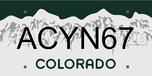 ACYN67 Colorado License Plate
