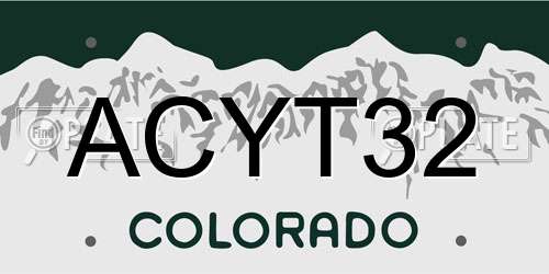 ACYT32 Colorado License Plate