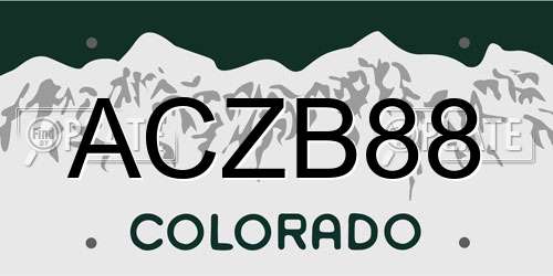 ACZB88 Colorado License Plate