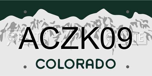 ACZK09 Colorado License Plate
