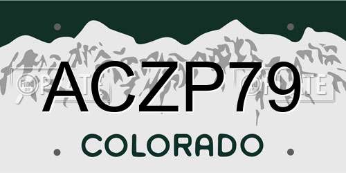 ACZP79 Colorado License Plate