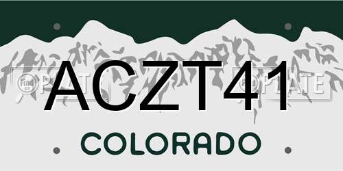 ACZT41 Colorado License Plate