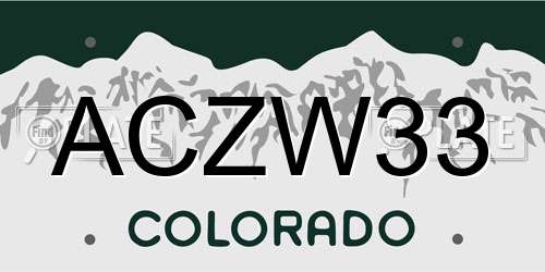 ACZW33 Colorado License Plate