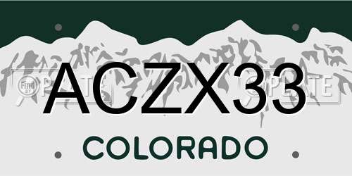 ACZX33 Colorado License Plate