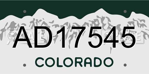 AD17545 Colorado License Plate