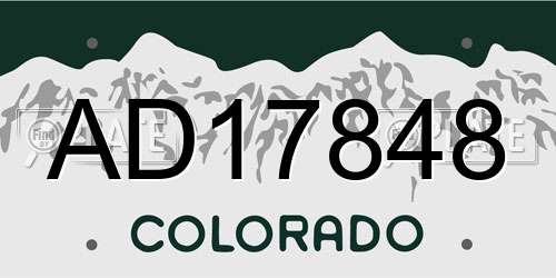 AD17848 Colorado License Plate