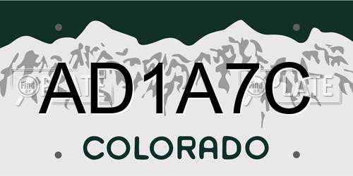 AD1A7C Colorado License Plate