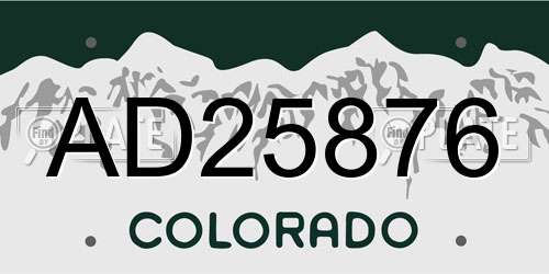 AD25876 Colorado License Plate
