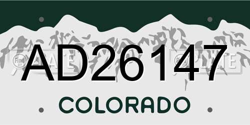 AD26147 Colorado License Plate